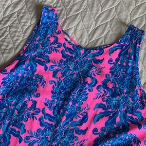 NWOT LILLY PULITZER KRISTEN SWING DRESS PROSECCO PINK DILLY DALLY XL PINK BLUE!!